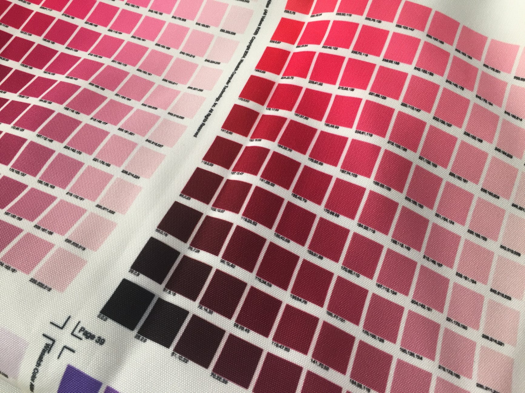 pink color samples on textiles used to design fabric
